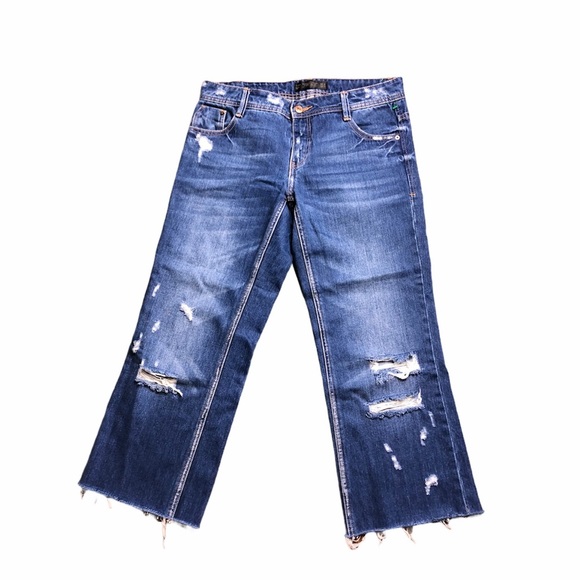 Zara Denim - Zara Jeans Trafaluc Capris Distressed Denim Size 6